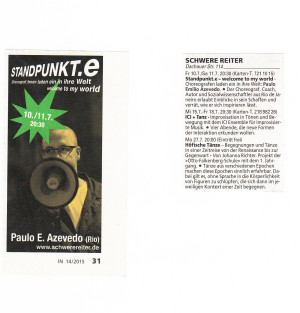 STANDPUNKT.e 2015 Paulo Emílio Azevedo. Anzeige IN München